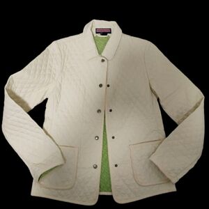 Vineyard Vines Quilted Lightweight Cream Chore Barn Jacket XS Patch Pockets